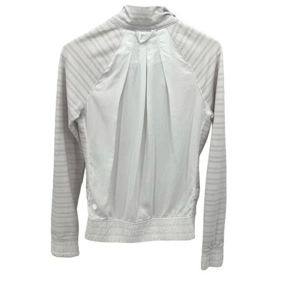 Lululemon Womens Twin Stripe Nimbus Full Zip Blissed Out Jacket White Gray Small - Picture 3 of 8